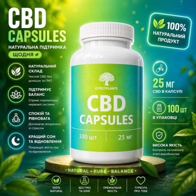 CBD капсулы премиум 25 мг 60 капсул – поддержка эмоционального баланса - изображение 1